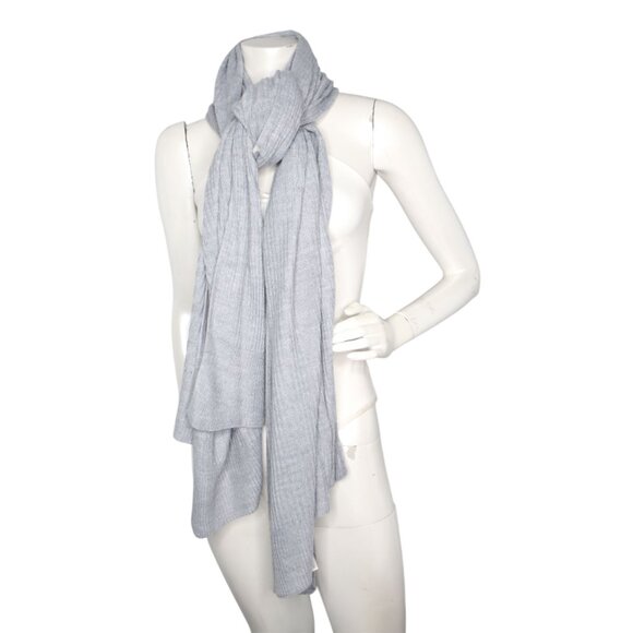 A New Day Long Grey Acrylic Knit Ribbed Wrap Shawl Scarf Blanket Oversized Winte - Picture 3 of 8